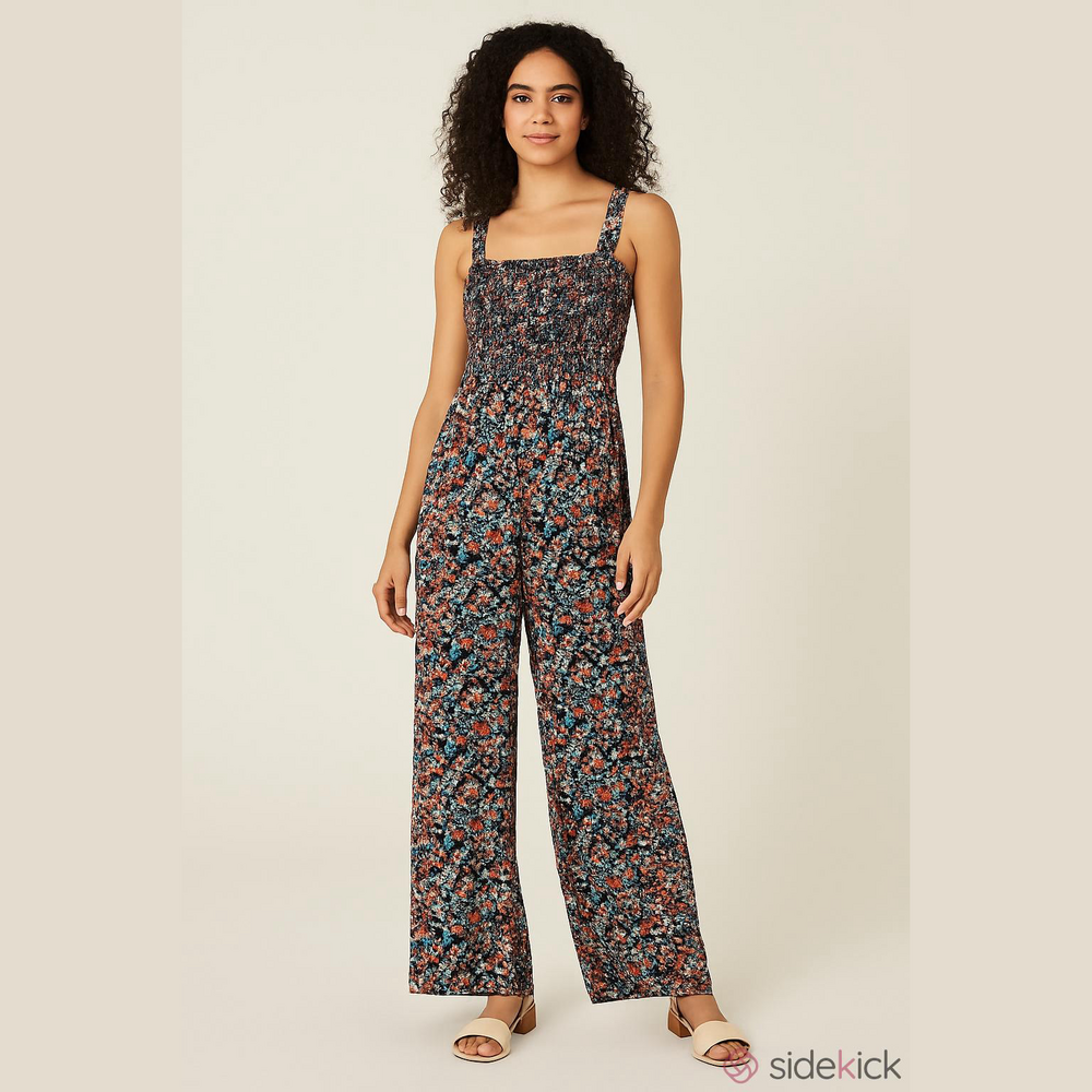 NWT Abercrombie & Fitch Smocked Floral Jumpsuit Bodysuit- Size XS